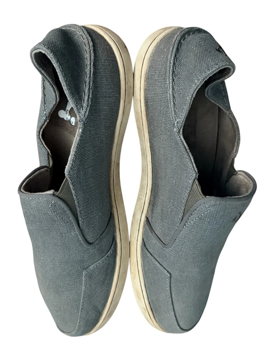 OluKai Mens Nohea Lole Shoes Gray Canvas Slip On Casual Size 8.5